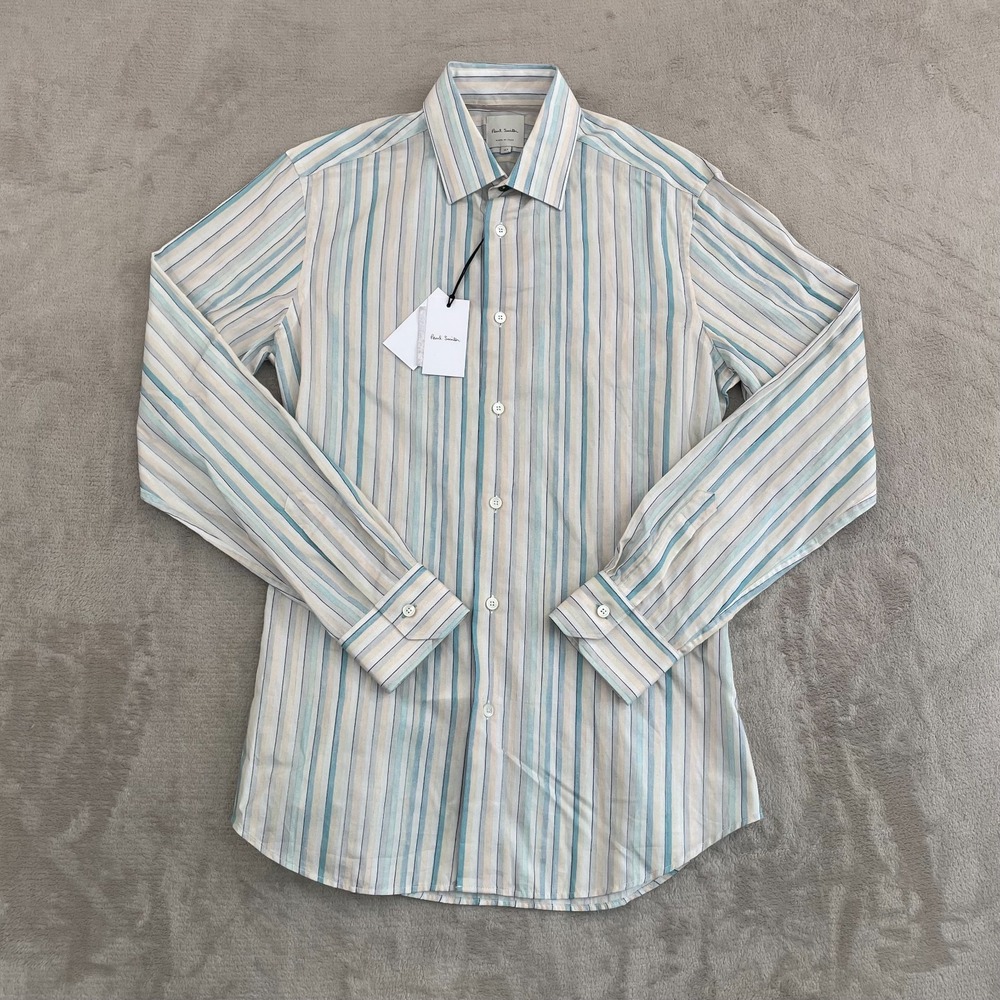 Paul Smith Tailored Fit Dress Shirt Men 15.5 Medium Multi Striped Italy NWT $295